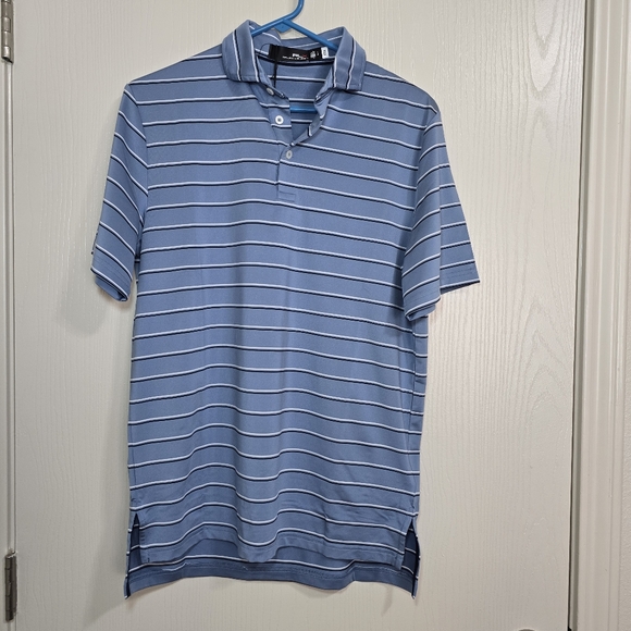 Men Polo RLX Sport Golf Blue multi‎ lane shirt size Small new - Picture 1 of 6
